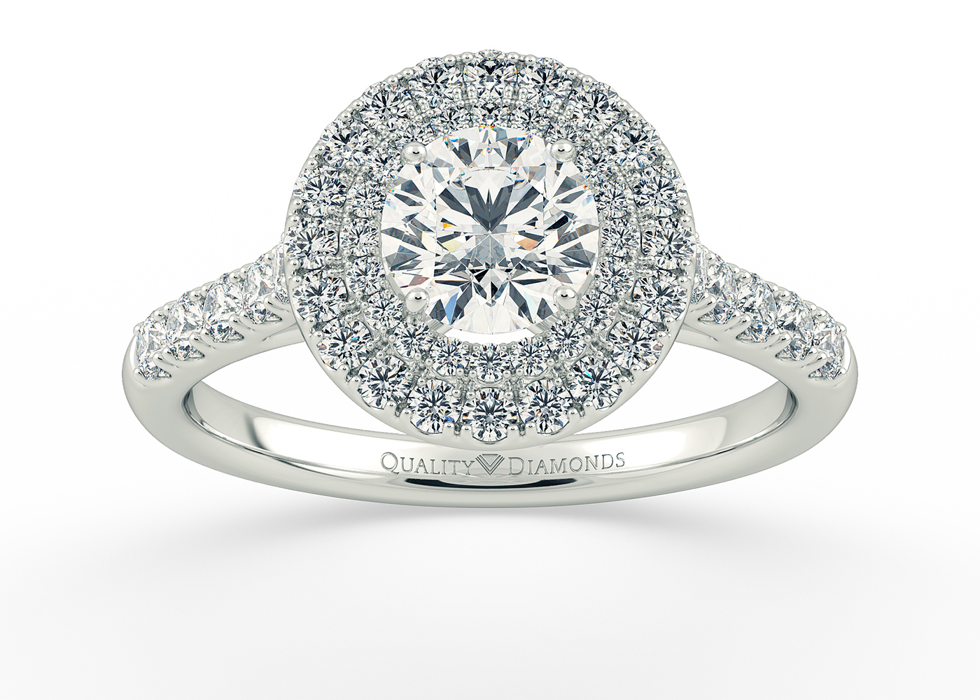Diamond Set Round Brilliant Eclat Diamond Ring in 18K White Gold
