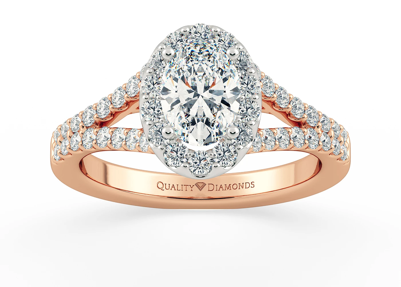 Diamond Set Oval Adonia Diamond Ring in 18K Rose Gold