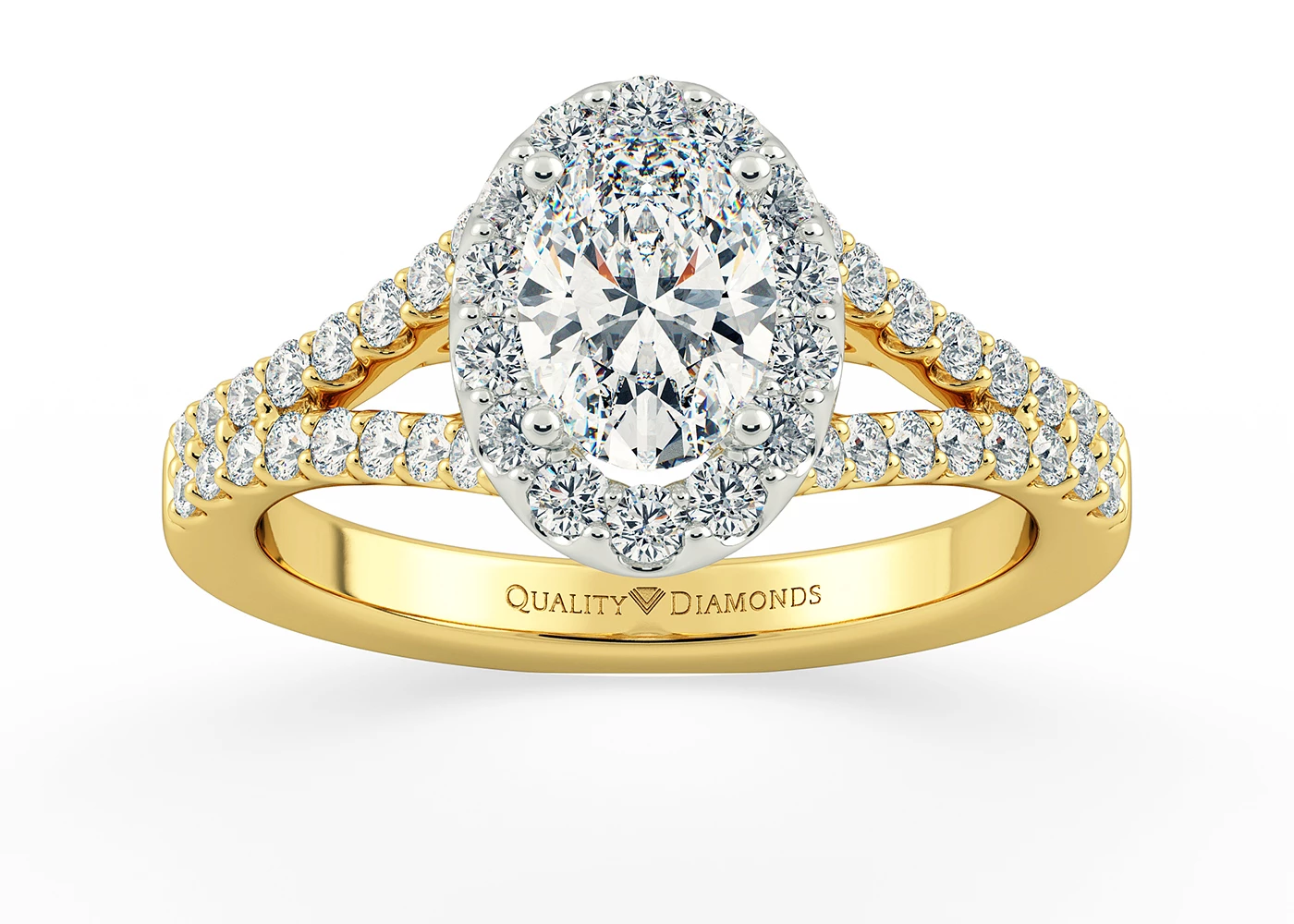 Diamond Set Oval Adonia Diamond Ring in 18K Yellow Gold