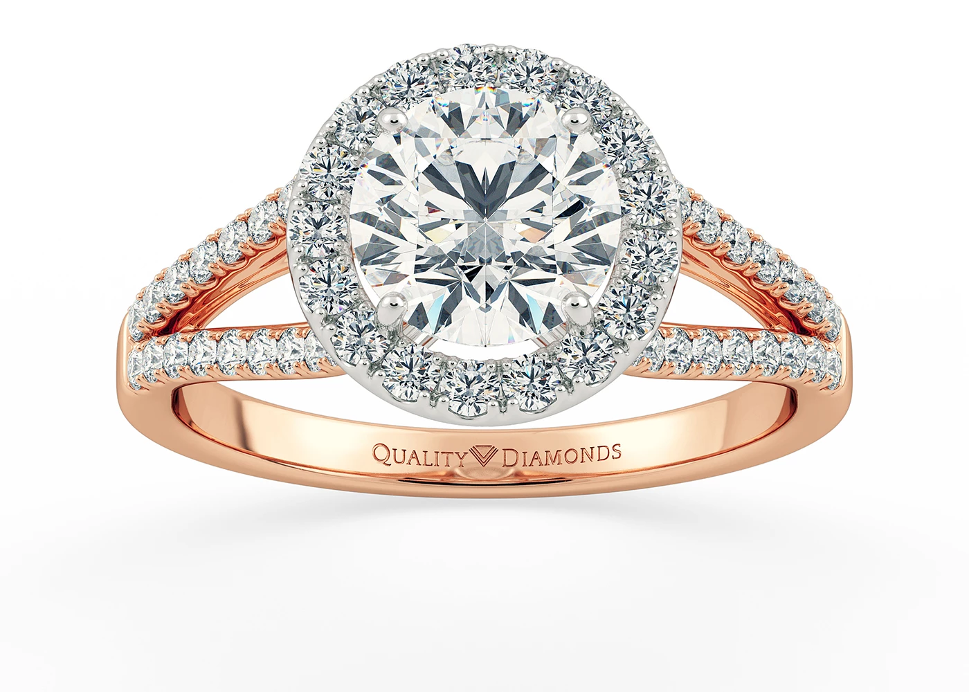 Diamond Set Round Brilliant Adonia Diamond Ring in 18K Rose Gold