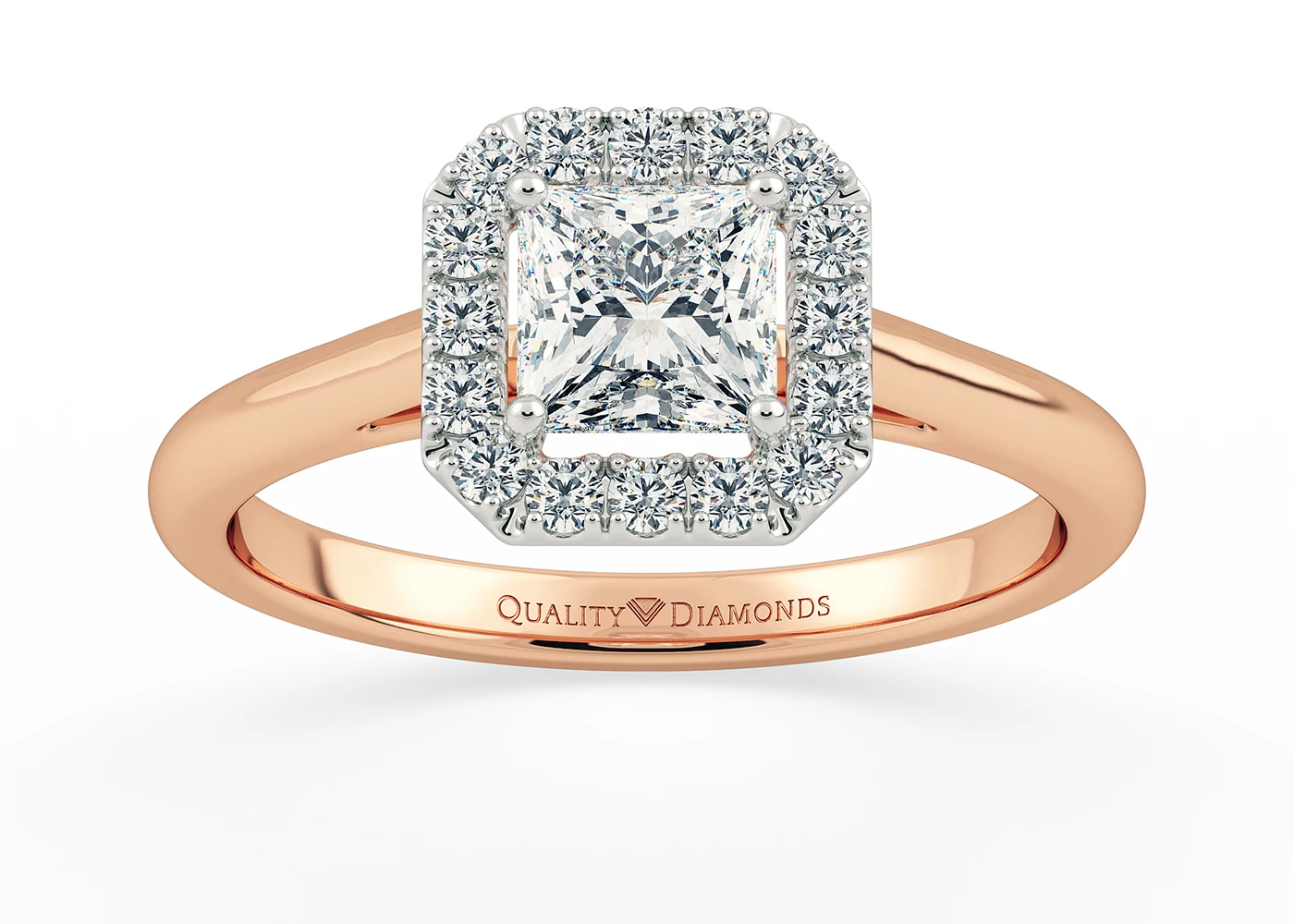Diamond Set Princess Dolce Diamond Ring in 9K Rose Gold