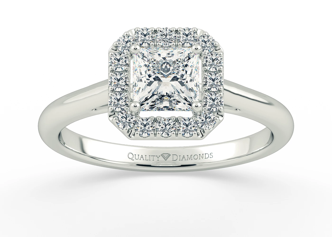 Diamond Set Princess Dolce Diamond Ring in 18K White Gold