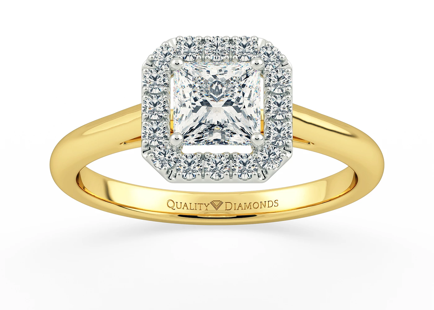 Diamond Set Princess Dolce Diamond Ring in 18K Yellow Gold