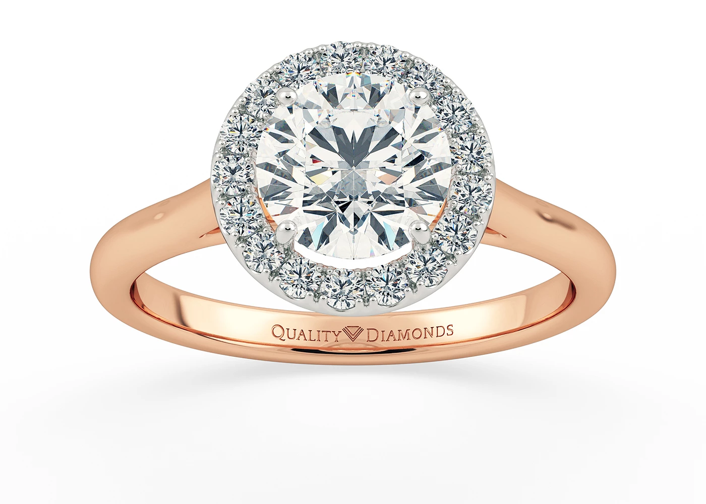 Diamond Set Round Brilliant Dolce Diamond Ring in 9K Rose Gold
