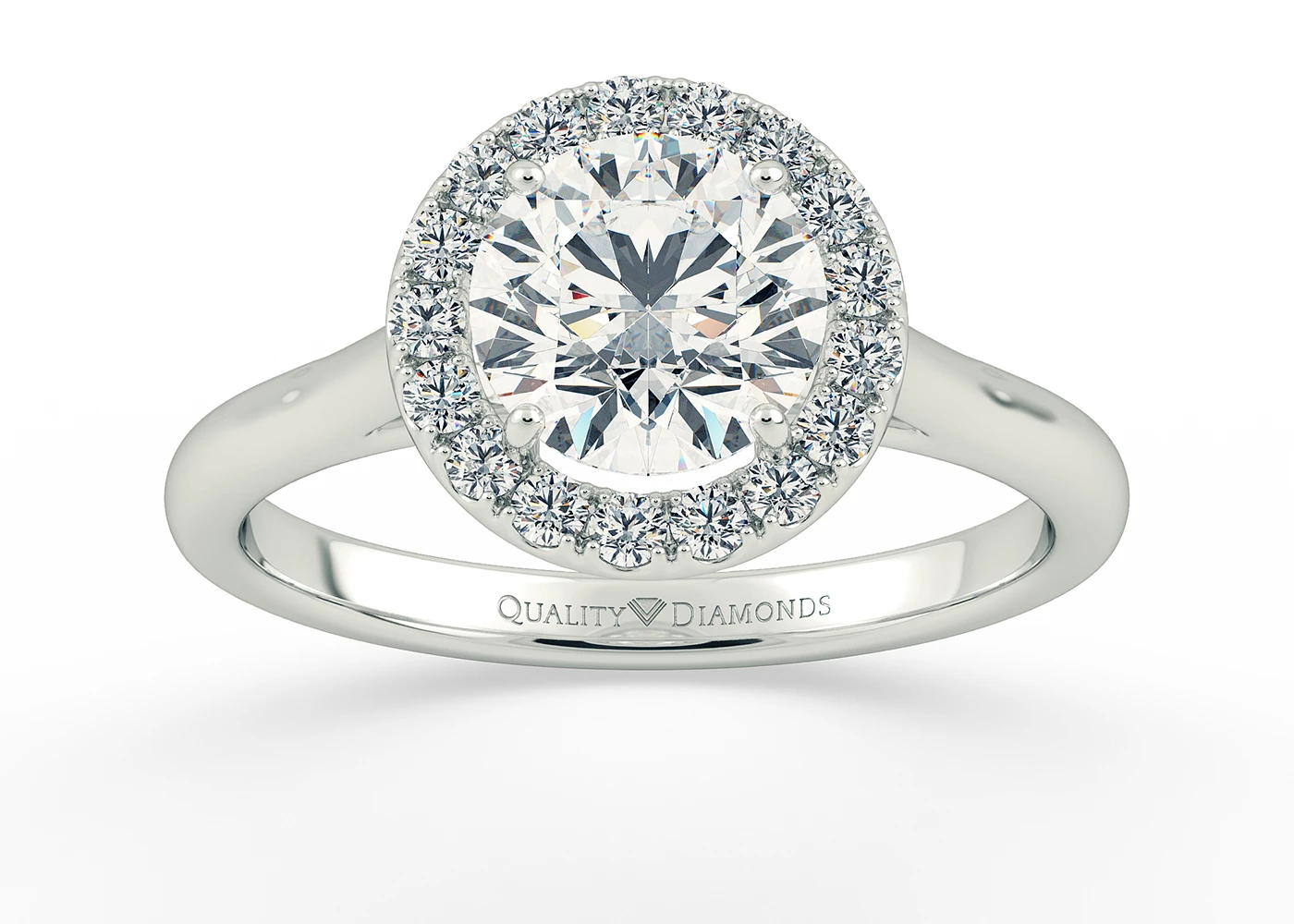 Diamond Set Round Brilliant Dolce Diamond Ring in 18K White Gold