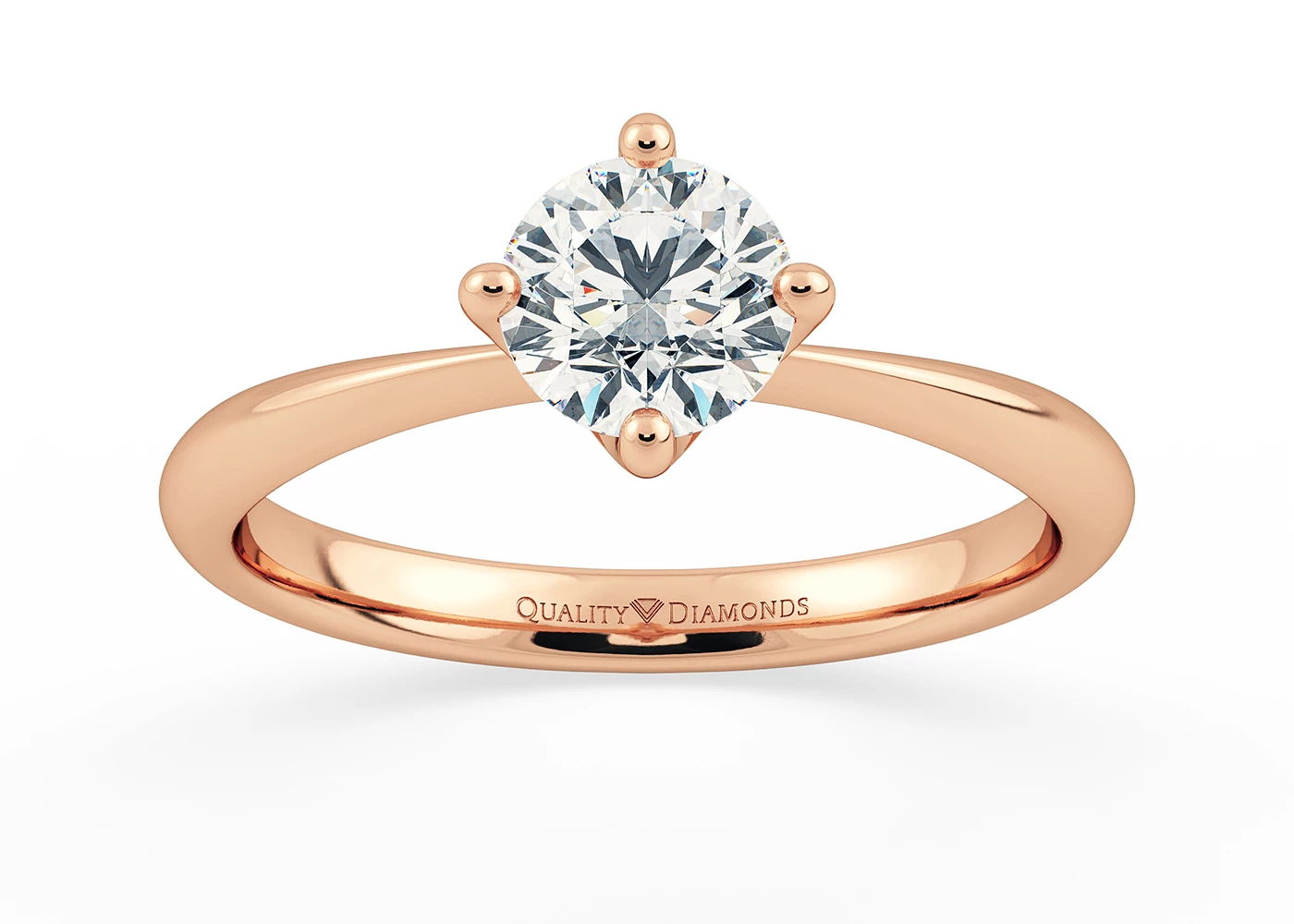 Compass Set Round Brilliant Amorette Diamond Ring in 9K Rose Gold