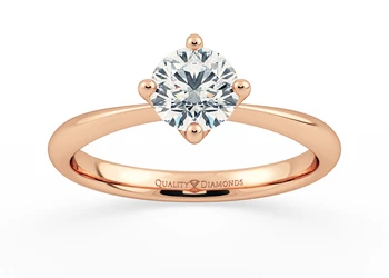 Compass Set Round Brilliant Amorette Diamond Ring in 18K Rose Gold