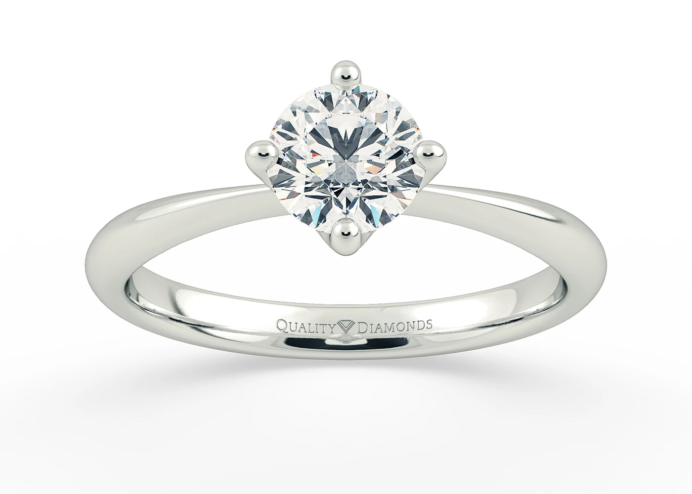 Compass Set Round Brilliant Amorette Diamond Ring in Platinum