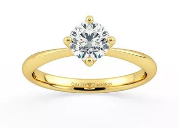 Compass Set Round Brilliant Amorette Diamond Ring in 18K Yellow Gold