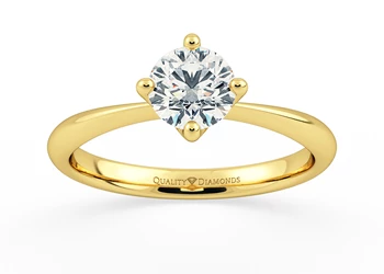 Compass Set Round Brilliant Amorette Diamond Ring in 18K Yellow Gold