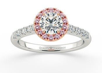 Pink Sapphire and Diamond Set Round Brilliant Bijou Diamond Ring in Platinum