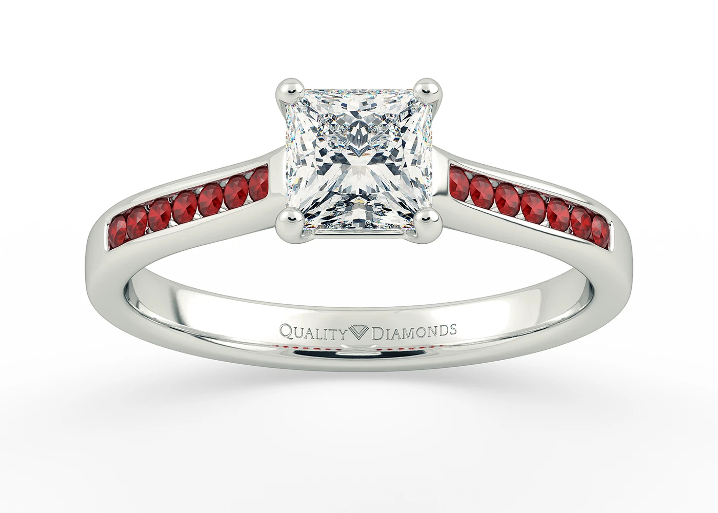 Ruby Set Princess Nara Diamond Ring in Palladium