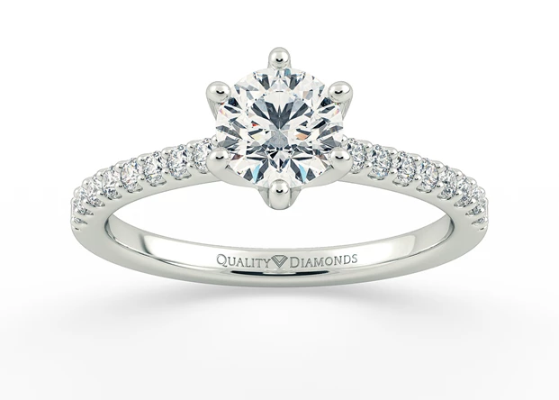Diamond Set Six Claw Round Brilliant Amorette Diamond Ring in 9K White Gold