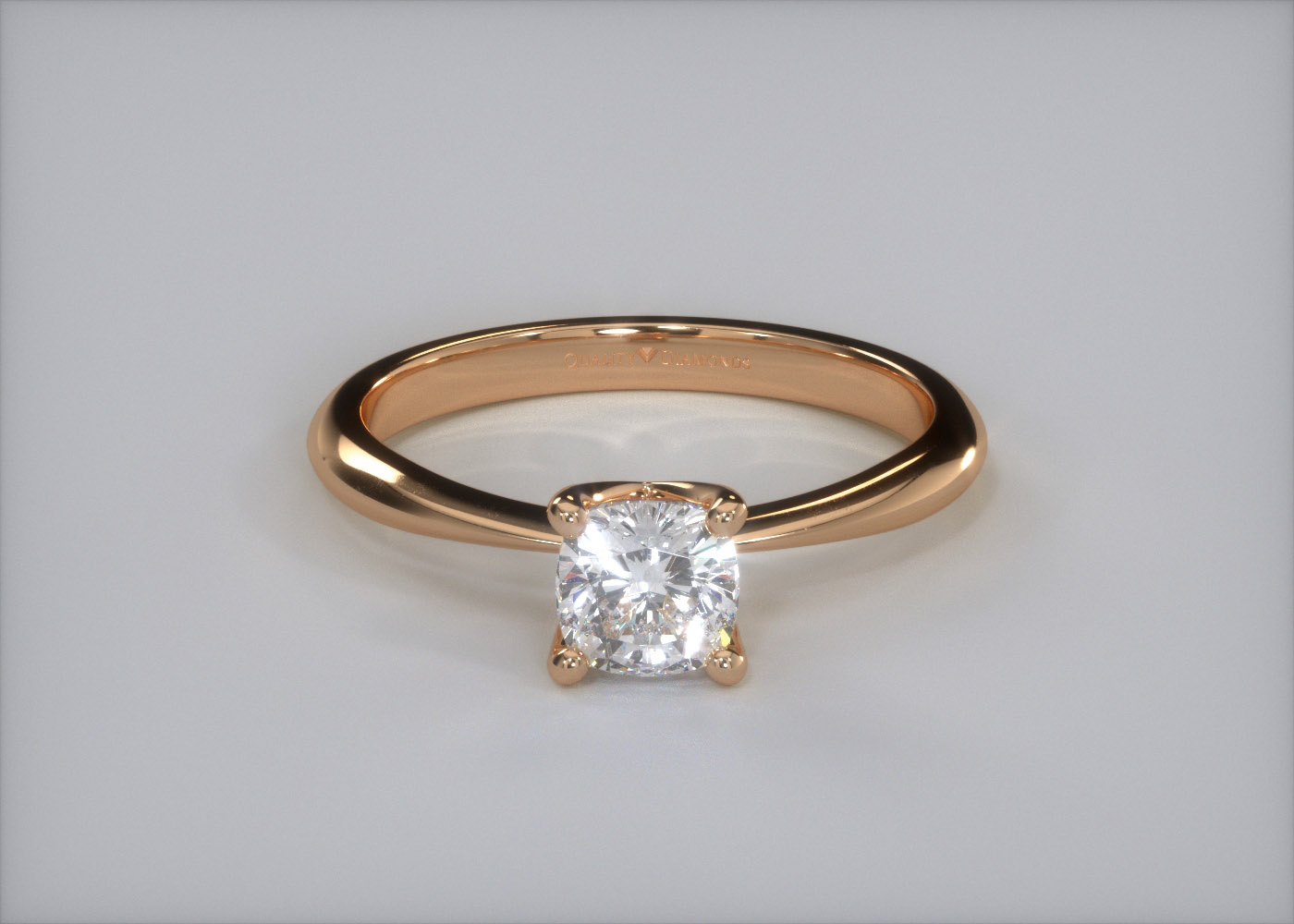 Two Carat Cushion Solitaire Diamond Engagement Ring in 18K Rose Gold 360 image