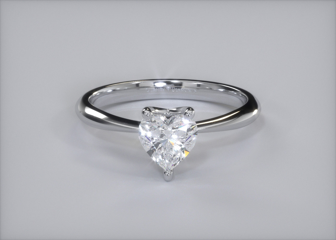 Two Carat Lab Grown Heart Solitaire Diamond Engagement Ring in Platinum 950 360 image