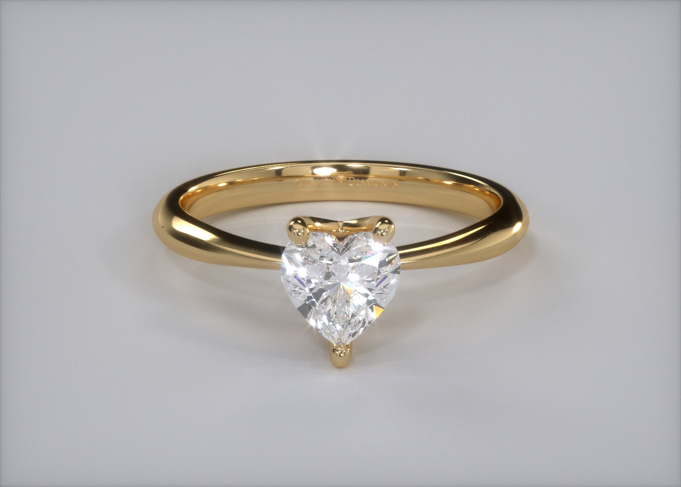 Half Carat Lab Grown Heart Solitaire Diamond Engagement Ring in 18K Yellow Gold 360 image