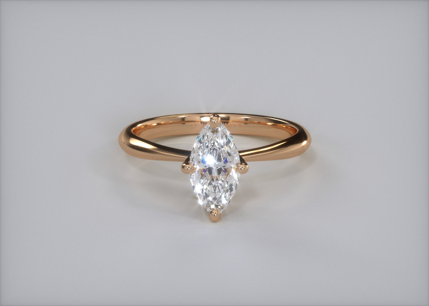 Half Carat Lab Grown Marquise Solitaire Diamond Engagement Ring in 18K Rose Gold 360 image