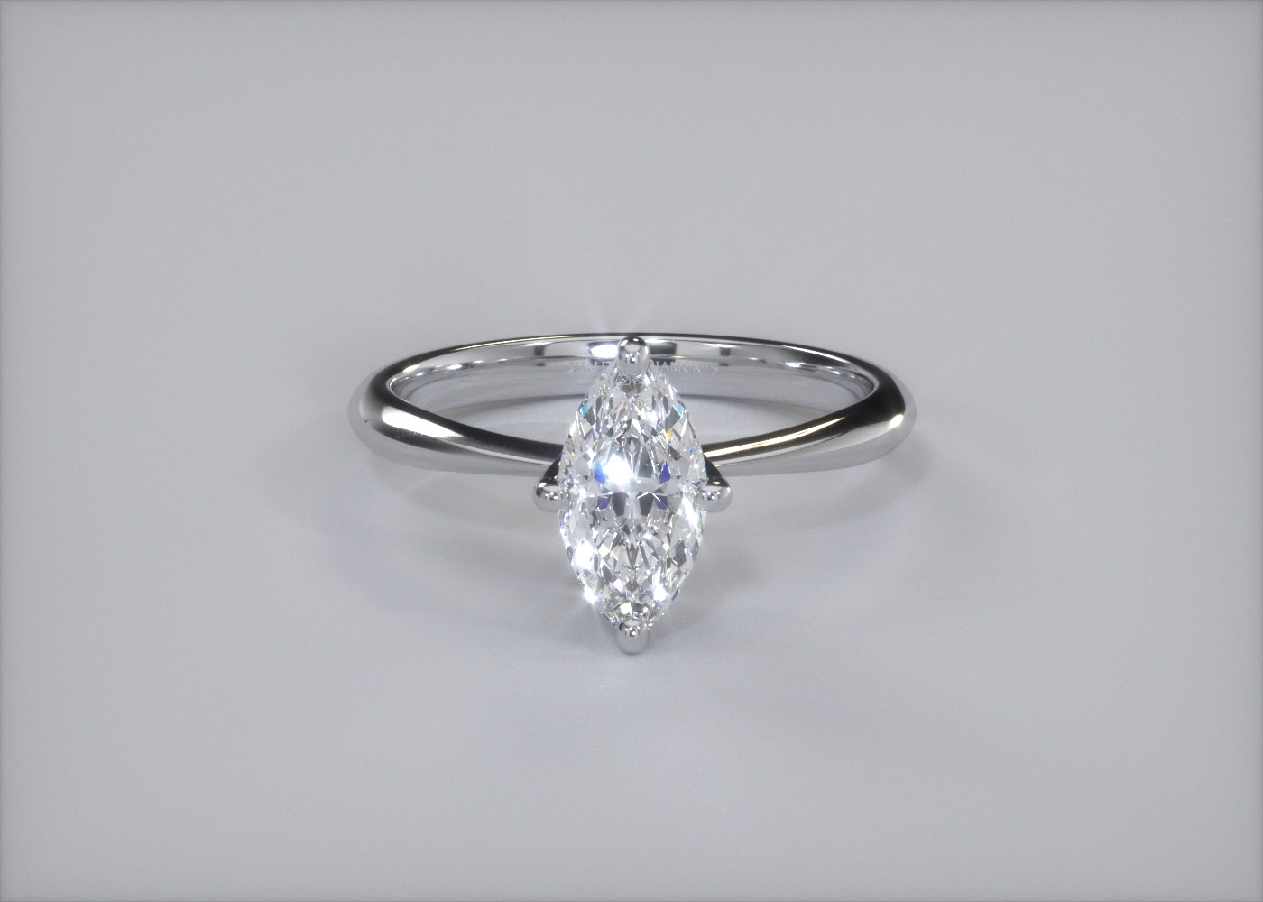 One Carat Lab Grown Marquise Solitaire Diamond Engagement Ring in 9K White Gold 360 image