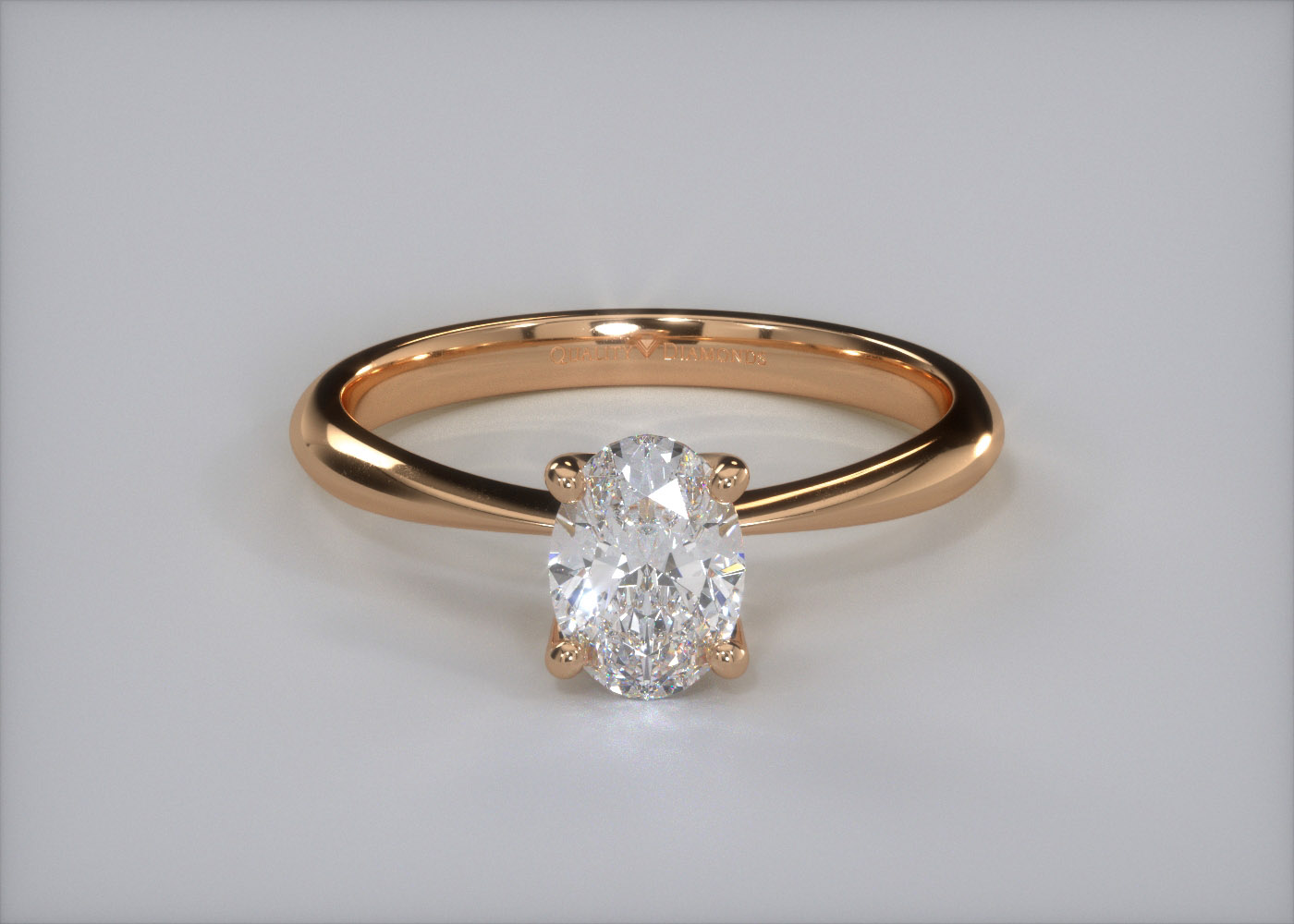 One Carat Lab Grown Oval Solitaire Diamond Engagement Ring in 18K Rose Gold 360 image