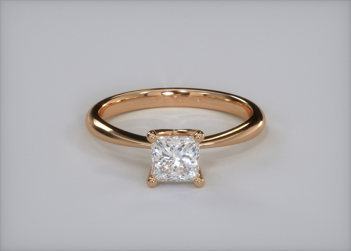 Two Carat Lab Grown Princess Solitaire Diamond Engagement Ring in 18K Rose Gold 360 image