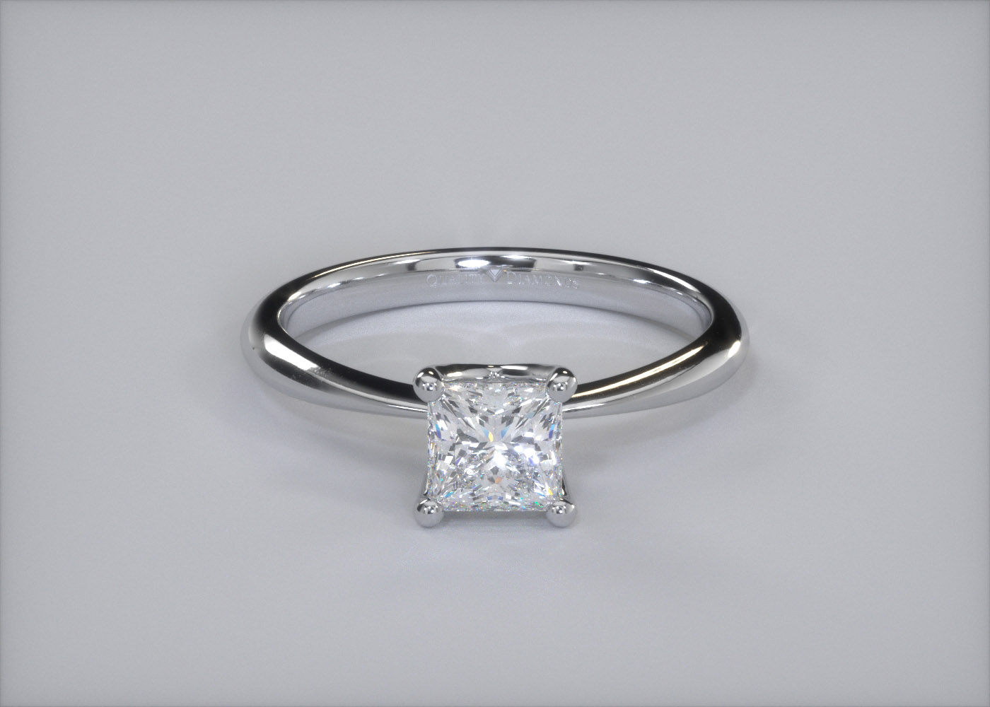 Half Carat Princess Solitaire Diamond Engagement Ring in 9K White Gold 360 image