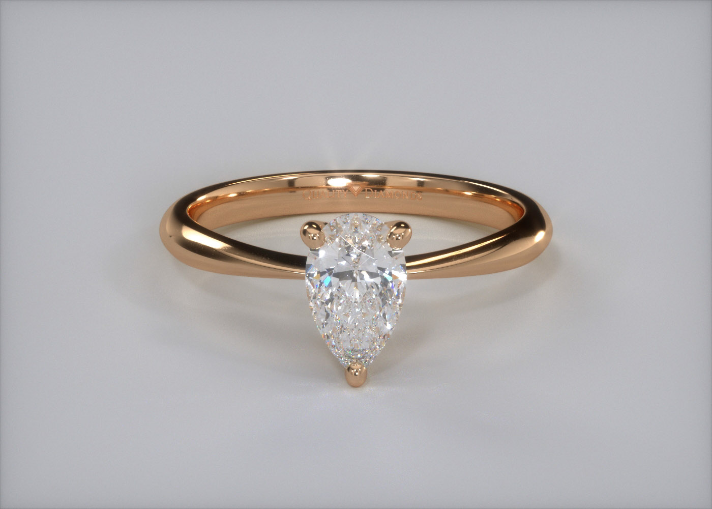 Two Carat Lab Grown Pear Solitaire Diamond Engagement Ring in 18K Rose Gold 360 image
