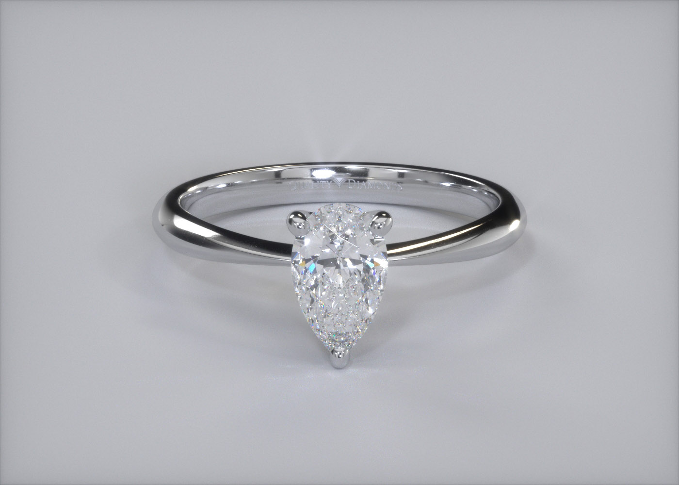 One Carat Pear Solitaire Diamond Engagement Ring in Platinum 950 360 image
