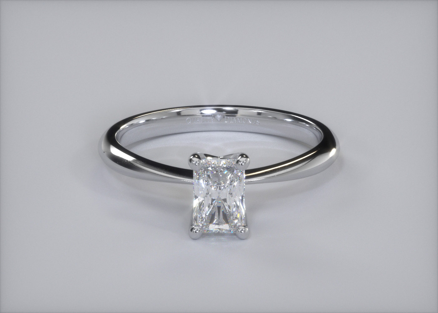 Two Carat Radiant Solitaire Diamond Engagement Ring in 9K White Gold 360 image