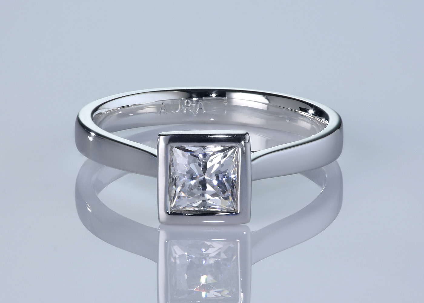 Princess Aura Diamond Ring in 18K Yellow Gold 360 image