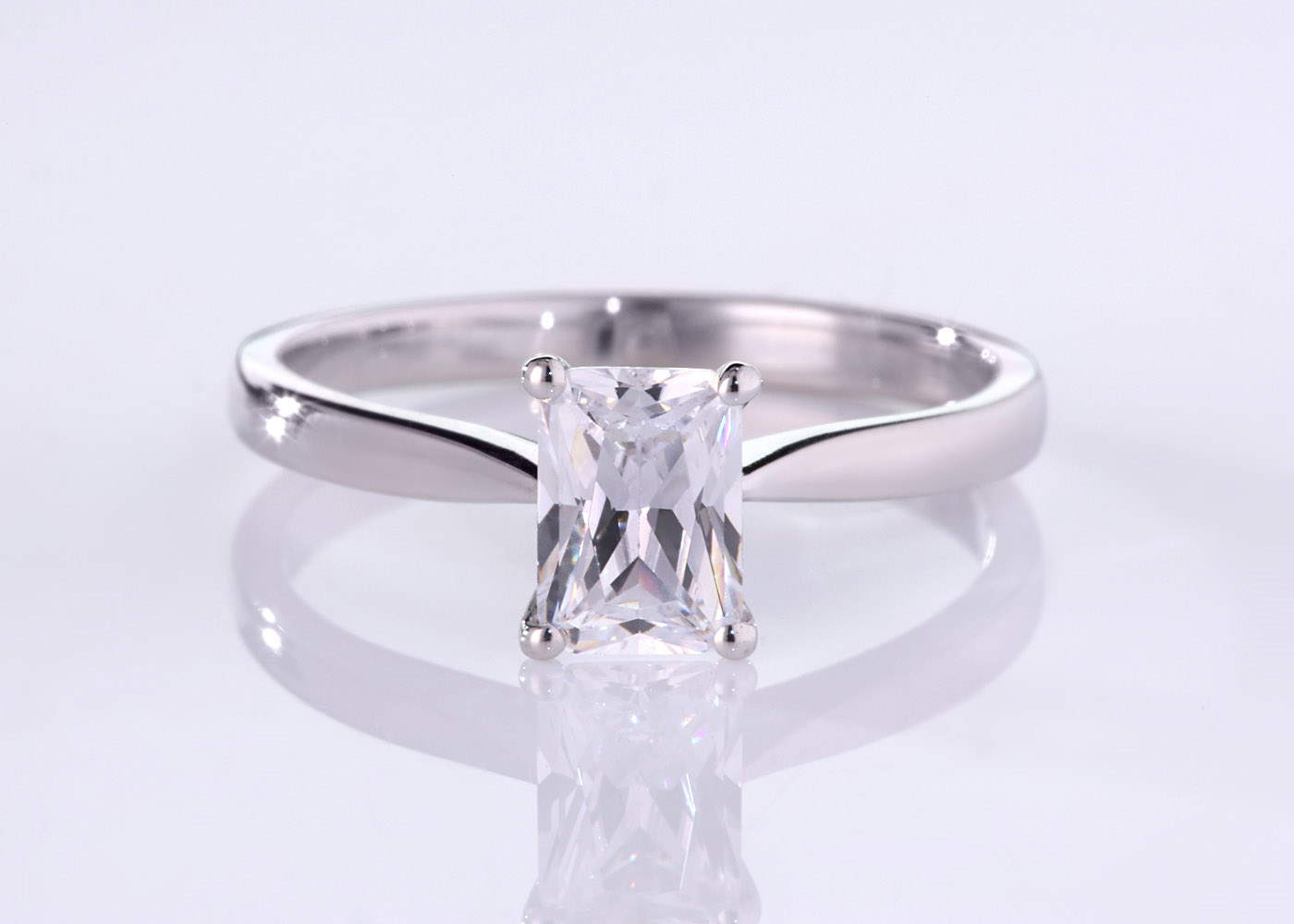 Emerald Beau Diamond Ring in 18K White Gold 360 image