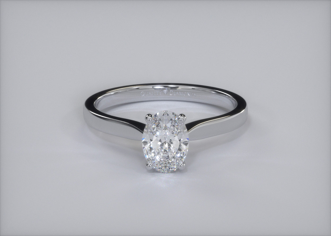 Oval Beau Diamond Ring in 9K White Gold 360 image