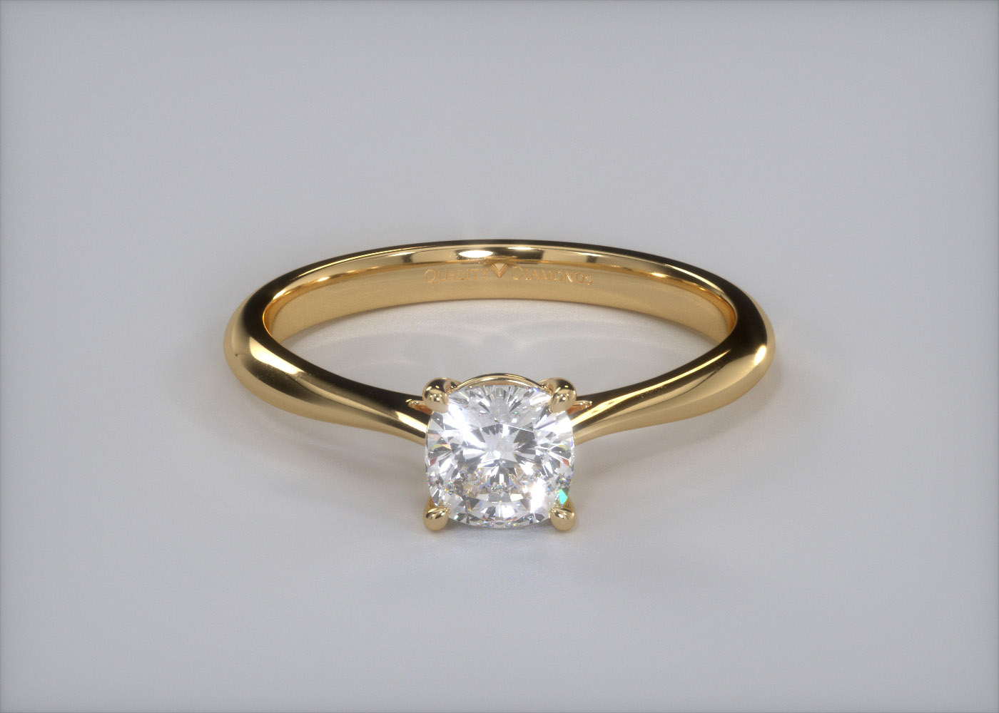 Cushion Carys Diamond Ring in 18K Yellow Gold 360 image