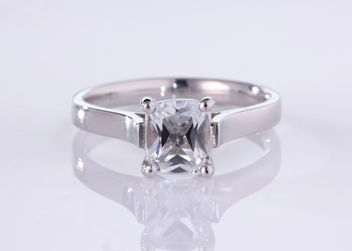 Asscher Rosa Diamond Ring in 18K White Gold 360 image