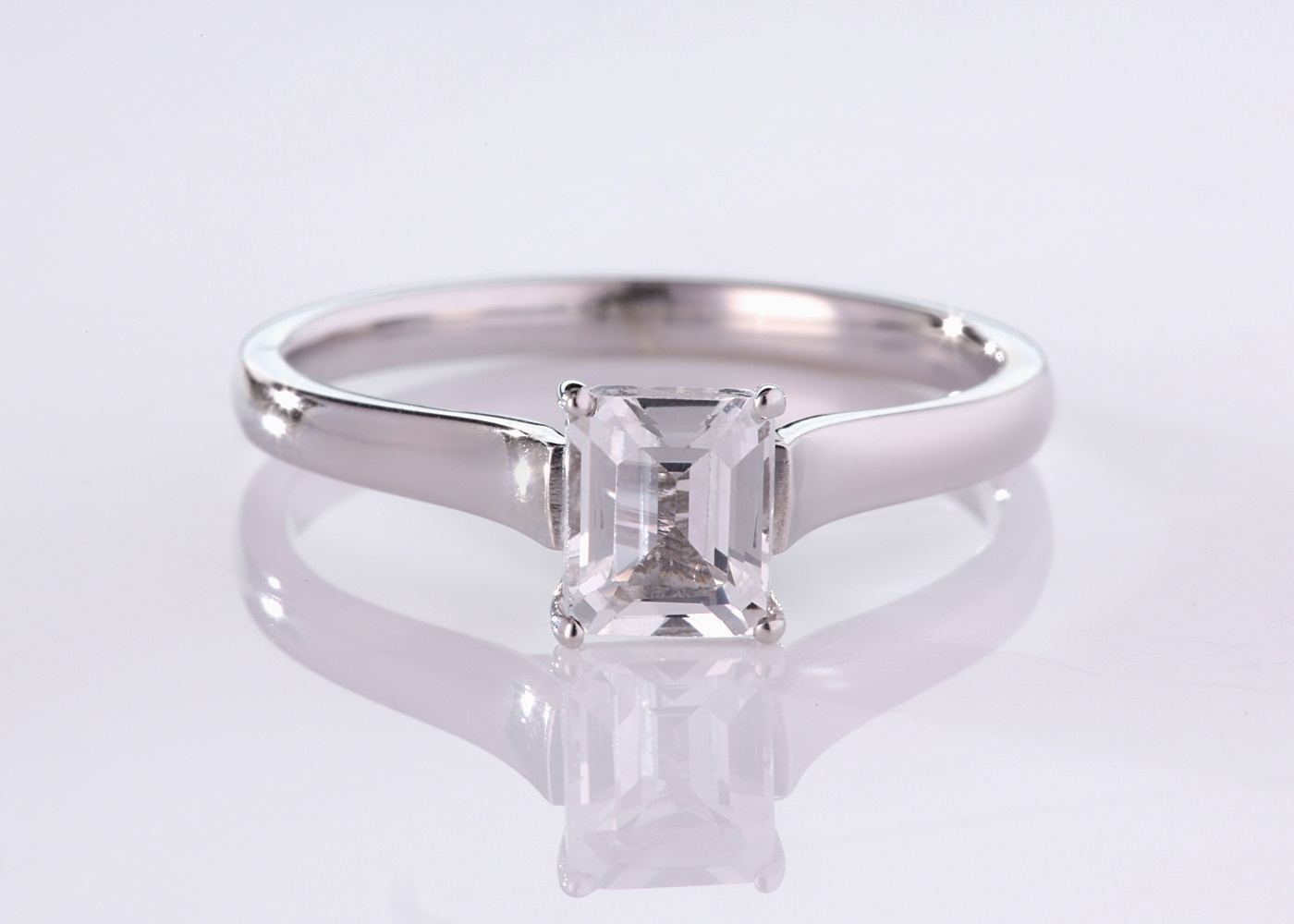 Radiant Hita Diamond Ring in 18K White Gold 360 image