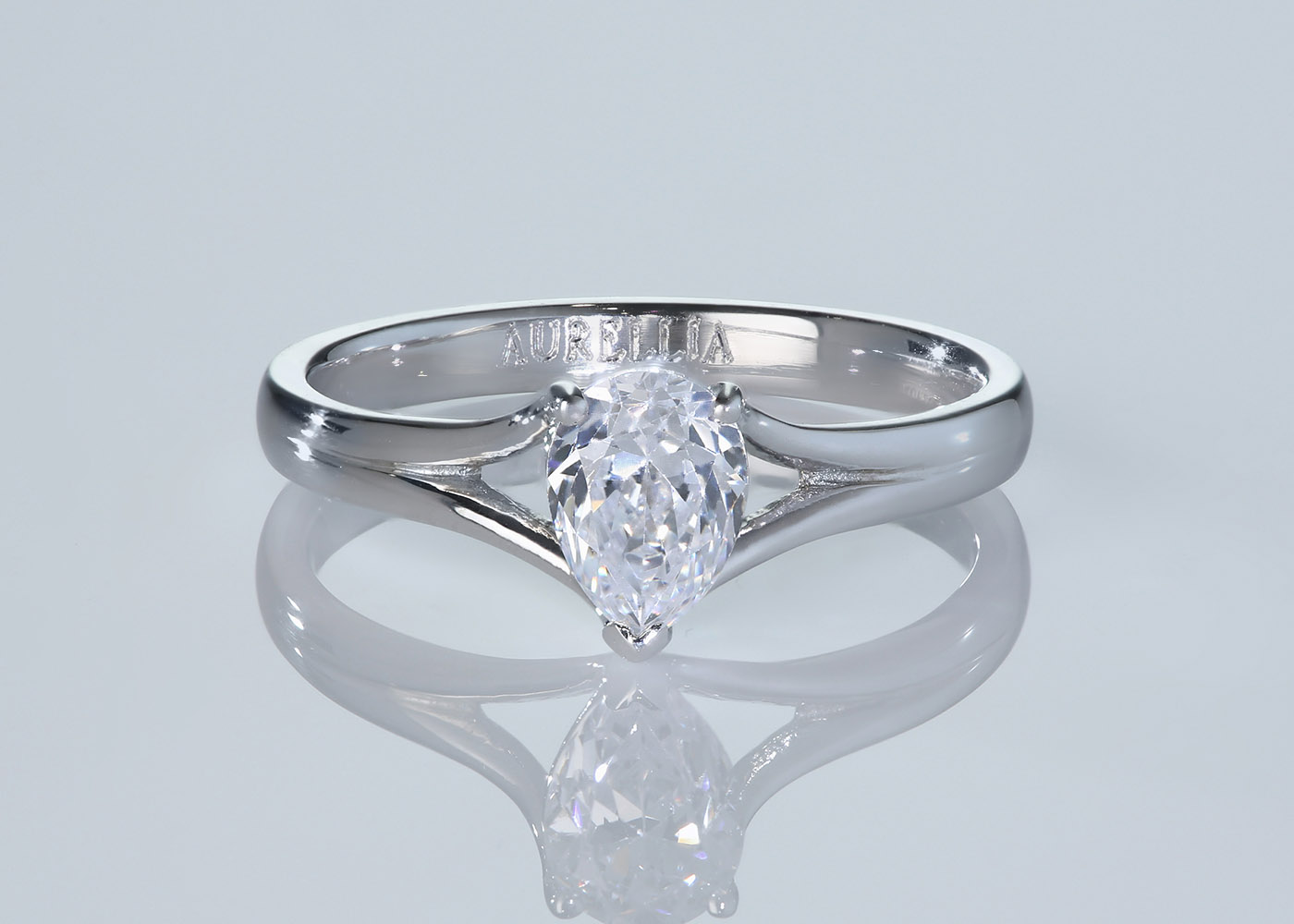 Pear Aurelia Diamond Ring in Palladium 360 image
