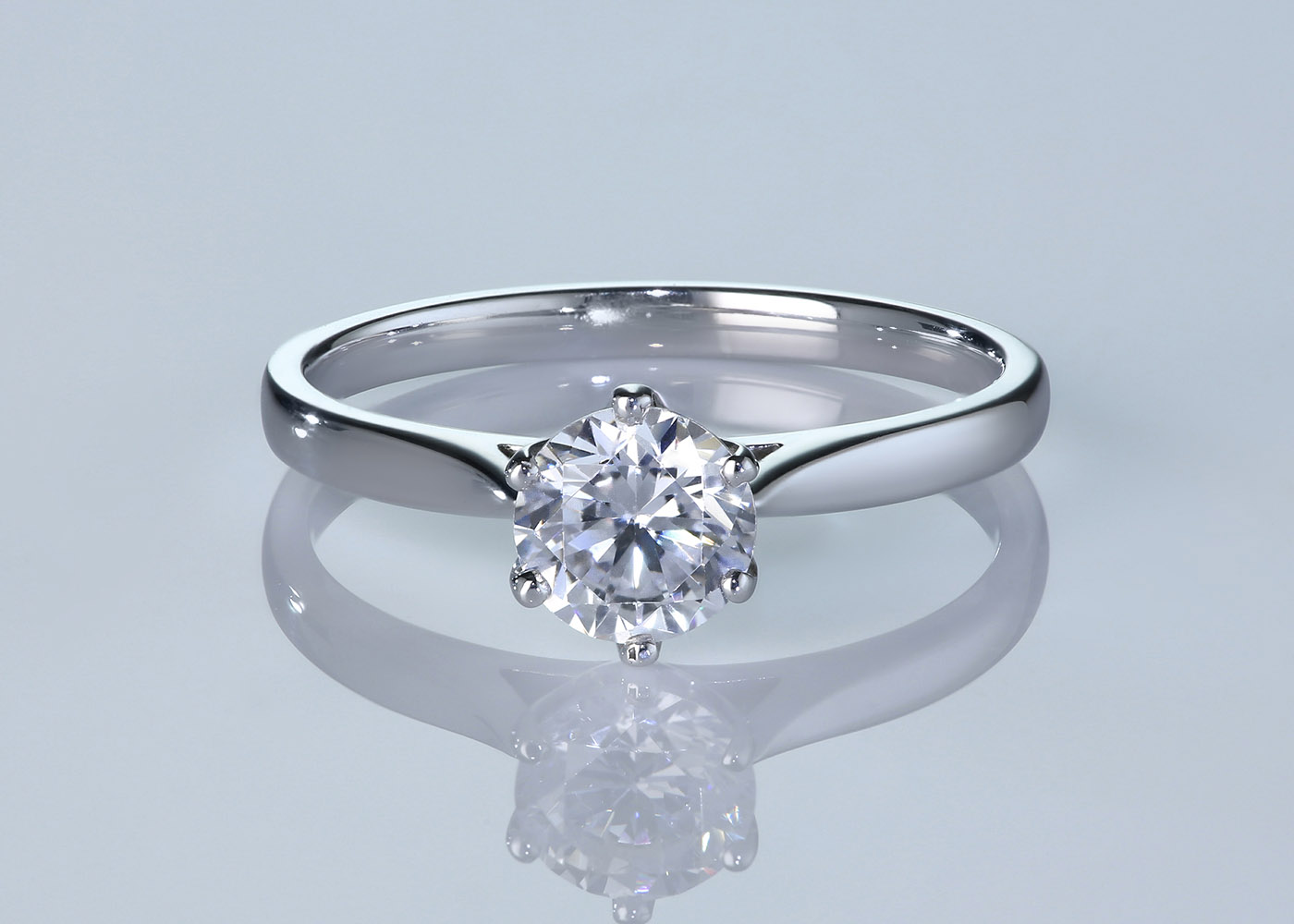 Six Claw Round Brilliant Grazia Diamond Ring in Palladium 360 image