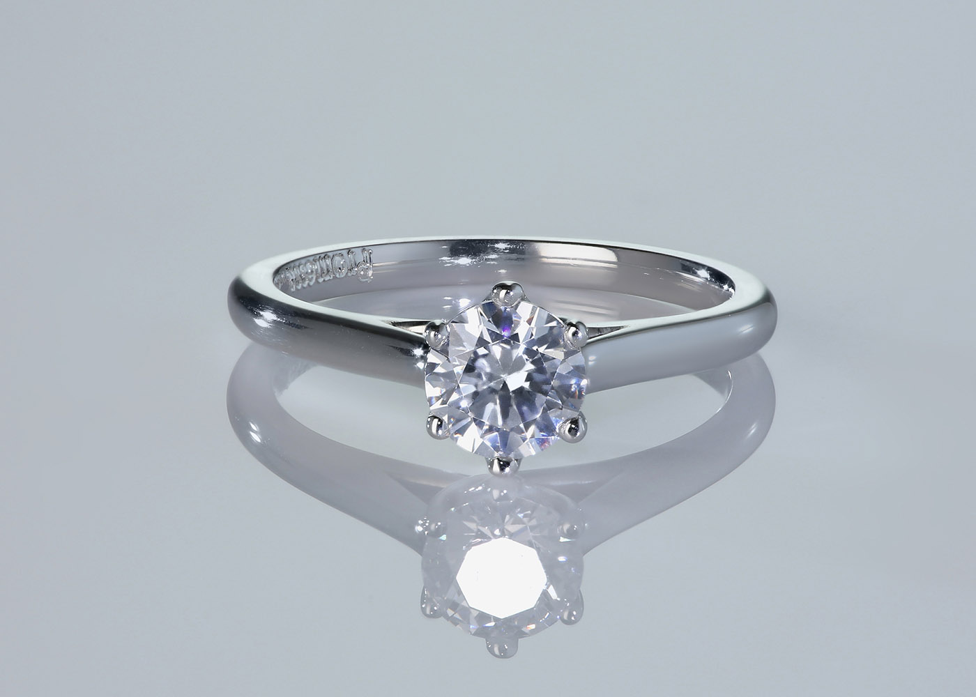 Six Claw Round Brilliant Promessa Diamond Ring in Platinum 360 image