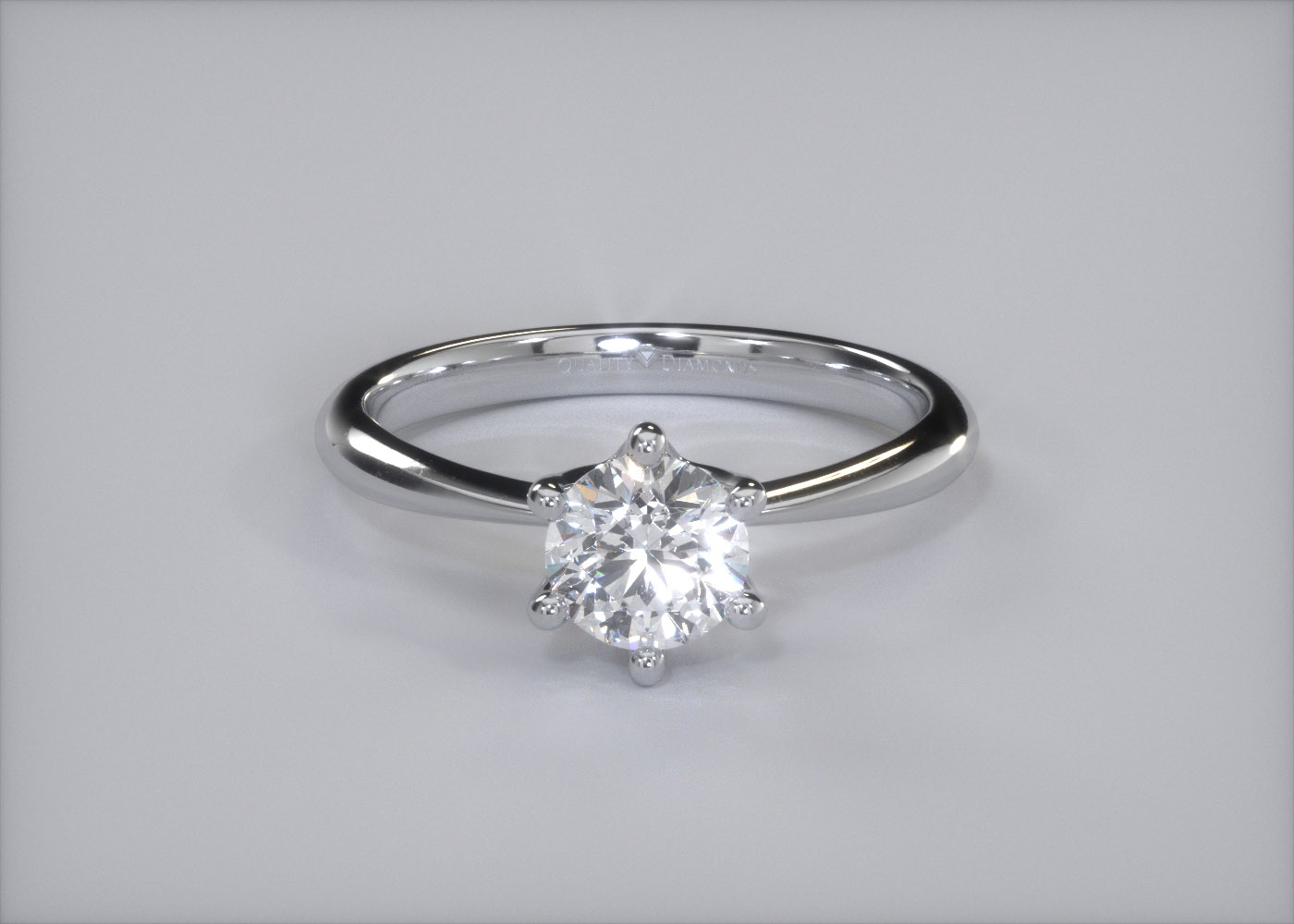 Six Claw Round Brilliant Amorette Diamond Ring in Palladium 360 image