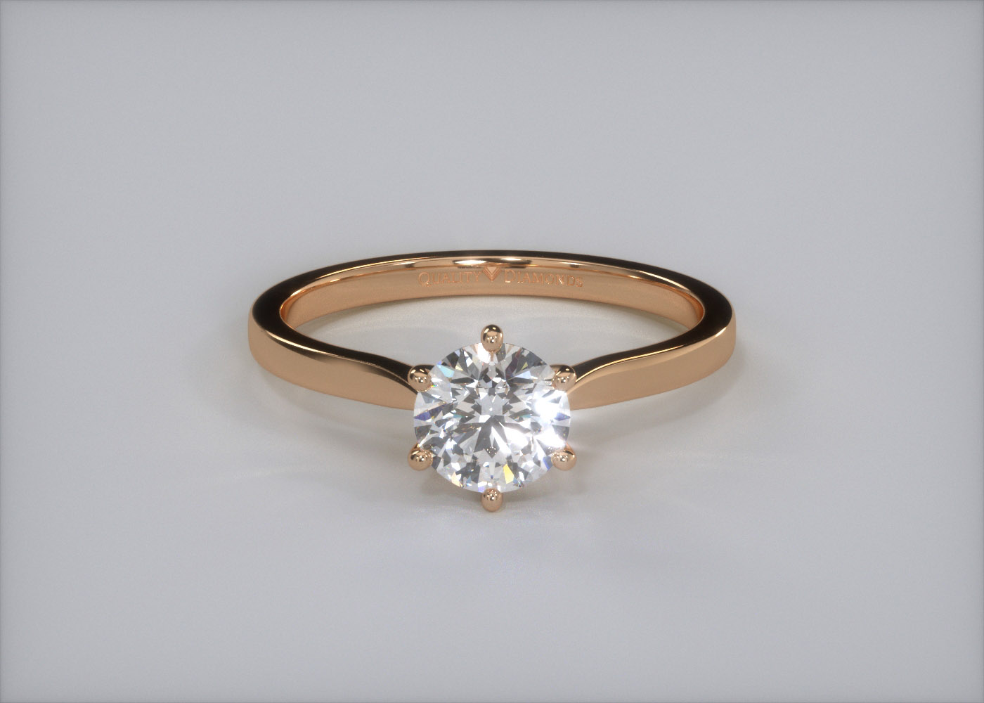 Six Claw Round Brilliant Beau Diamond Ring in 9K Rose Gold 360 image