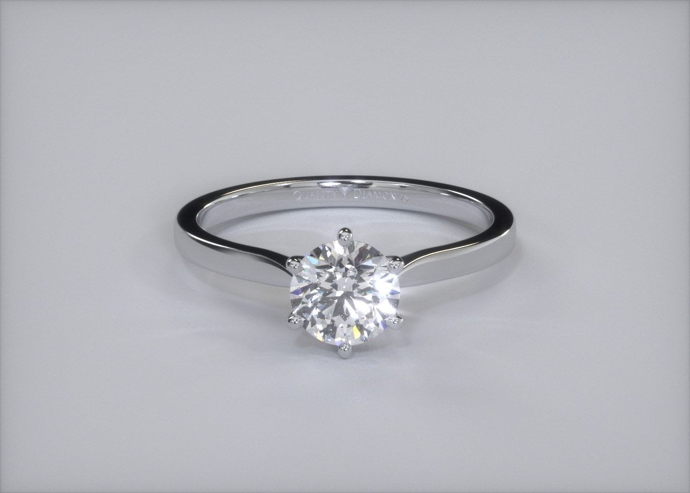 Six Claw Round Brilliant Beau Diamond Ring in 9K White Gold 360 image