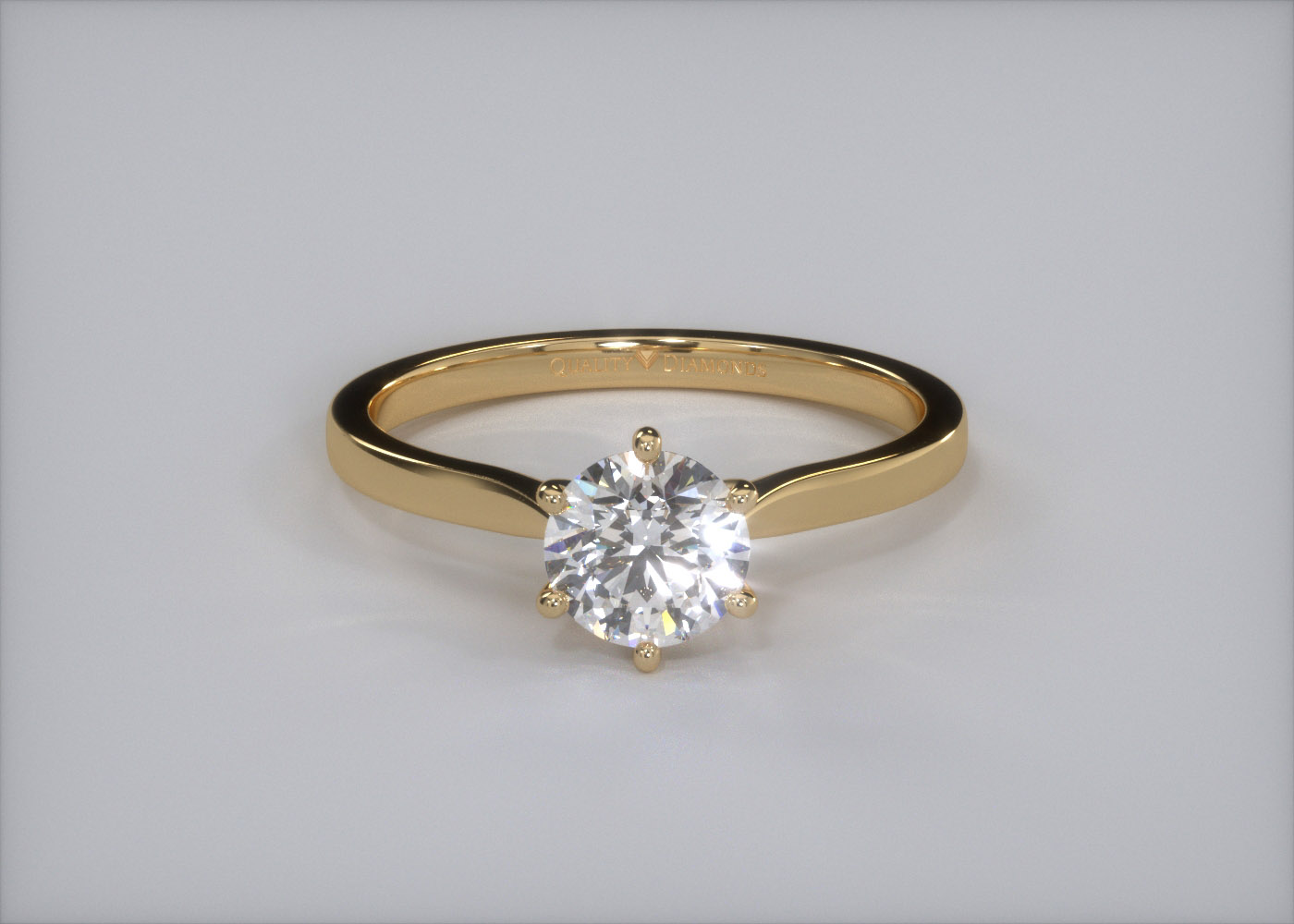 Six Claw Round Brilliant Beau Diamond Ring in 18K Yellow Gold 360 image