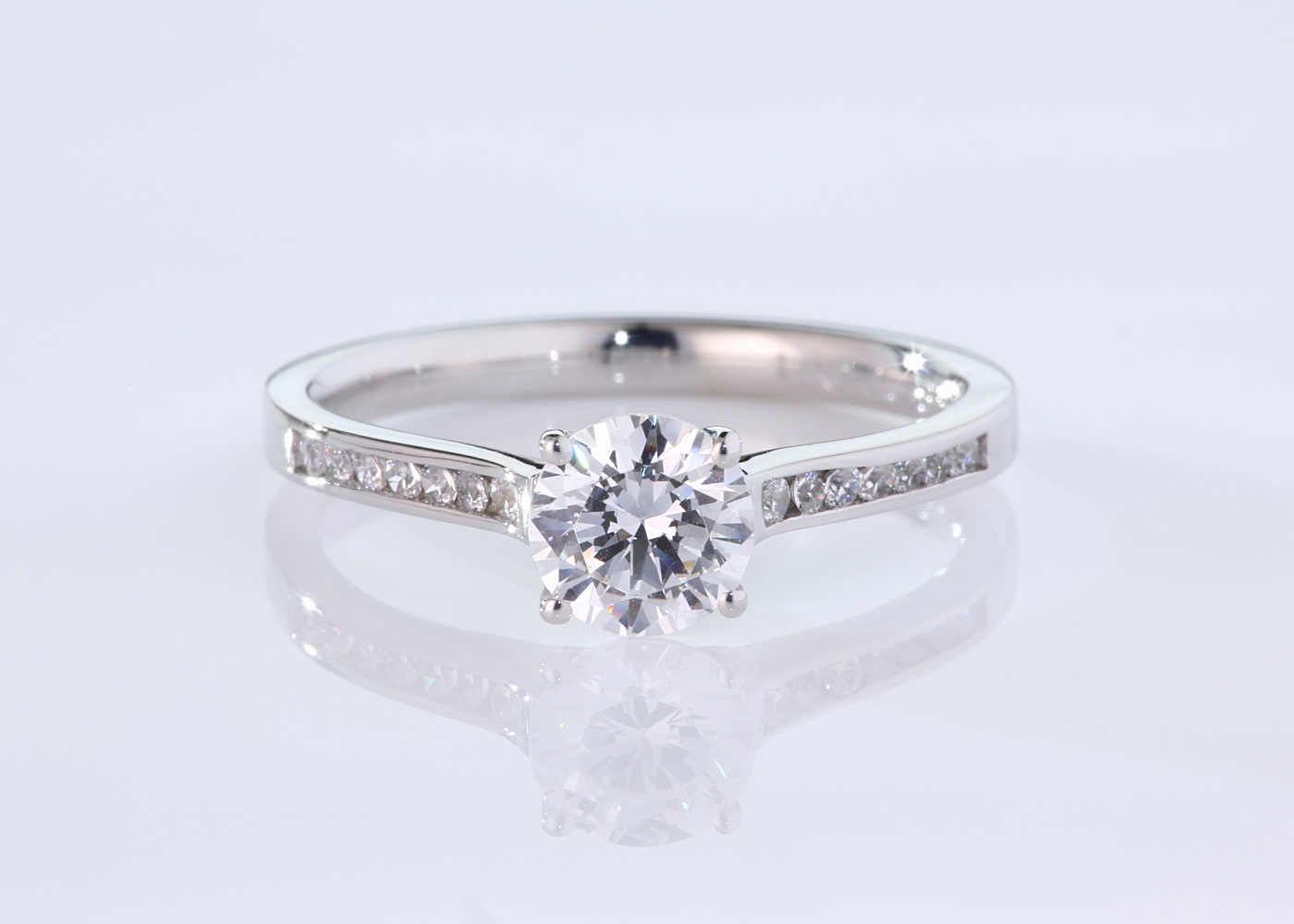 Diamond Set Round Brilliant Nara Diamond Ring in 18K White Gold 360 image