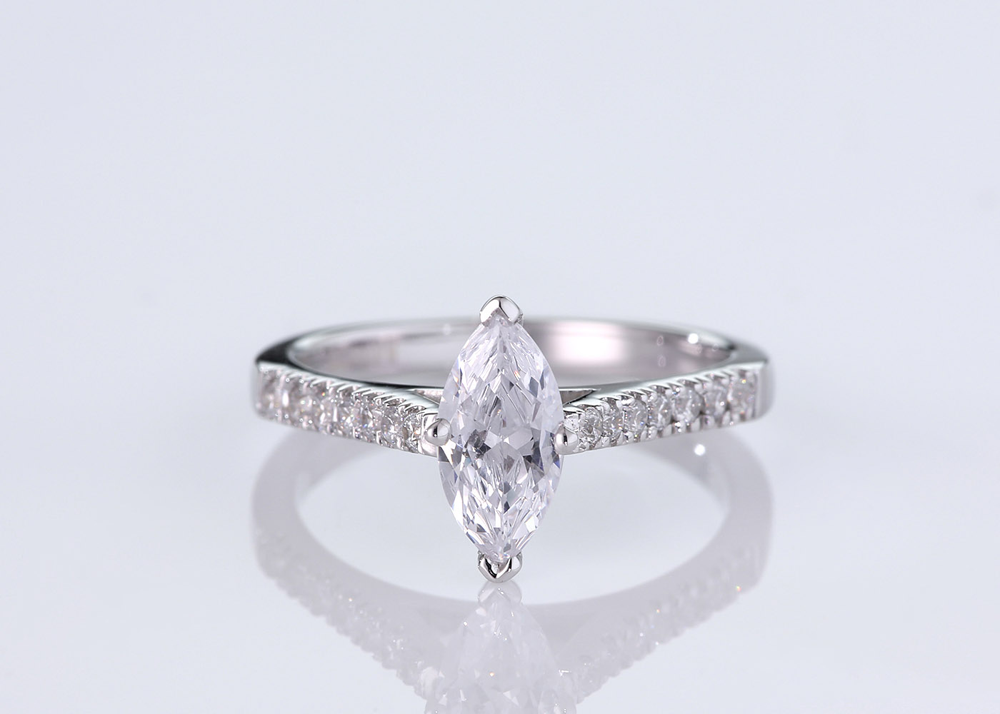 Diamond Set Marquise Milena Diamond Ring in Platinum 360 image