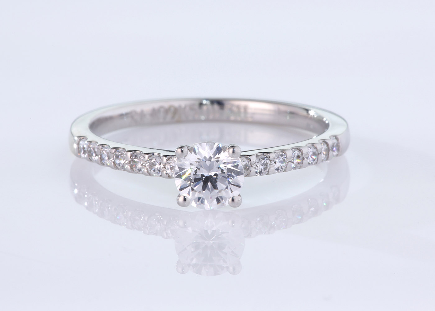 Half Carat Lab Grown Round Brilliant Diamond Set Diamond Engagement Ring in 18K White Gold 360 image