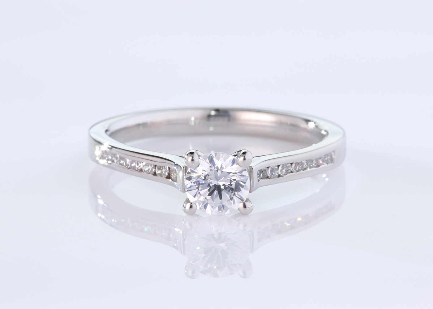 Diamond Set Round Brilliant Estee Diamond Ring in 18K White Gold 360 image