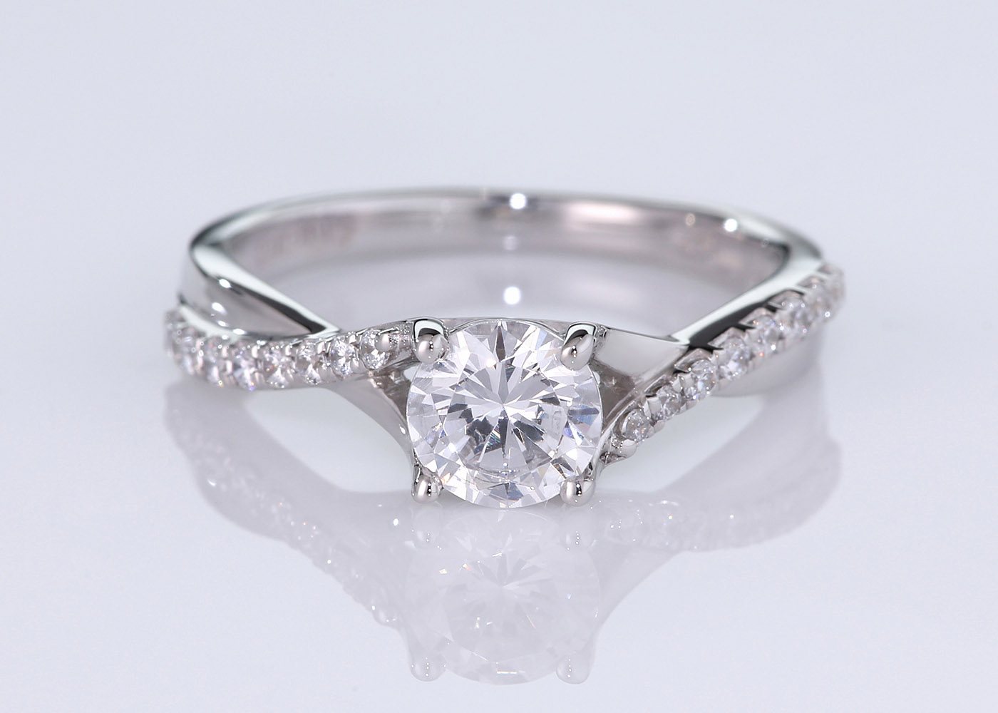 Diamond Set Round Brilliant Athena Diamond Ring in 9K White Gold 360 image